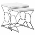 Daphnes Dinnette Glossy White & Chrome Metal Nesting Table Set - 2 Piece DA2618174